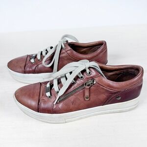 Moda In Pelle Brown Leather Lace Up Zip Detail Trainers - Women's EU 39/US‎ 8